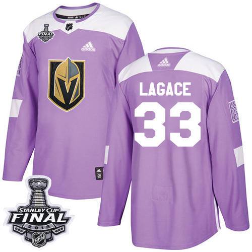Adidas Golden Knights #33 Maxime Lagace Purple Authentic Fights Cancer 2018 Stanley Cup Final Stitched Youth NHL Jersey - Click Image to Close